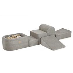 1001jouets Mini aire de jeux velours beige piscine et 100 balles perle et or