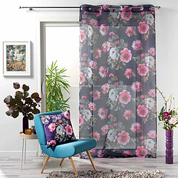 Acheter Paris Prix Rideau Voilage à Œillets Flower Life 140x240cm Prune