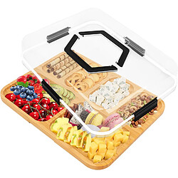 Vendos85 Plateau à service en bambou avec couvercle et compartiments