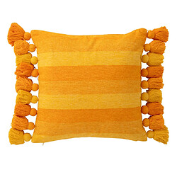 Paris Prix Coussin Déco Avec Pompons Polly 50x50cm Orange