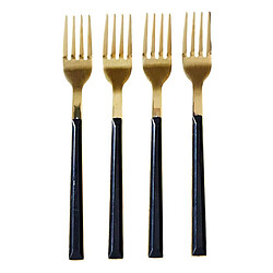 Paris Prix Lot de 4 Fourchettes à Dessert en Inox Charlotte 15cm Noir & Or