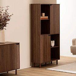 Five Simply Smart Bibliothèque 8 niches et 2 portes coulissantes effet noyer SLIDY - Marron