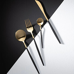 Paris Prix Ménagère 24 Pièces en Inox Mat 27cm Noir & Or