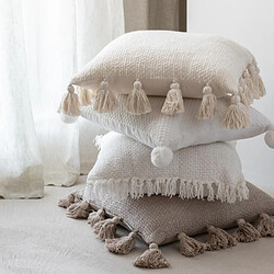 Acheter Paris Prix Coussin Déco Tissé Floches 45x45cm Beige