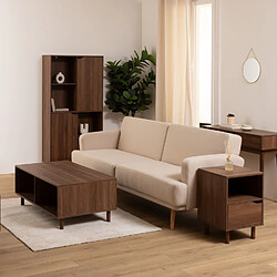 Avis Five Simply Smart Bibliothèque 8 niches et 2 portes coulissantes effet noyer SLIDY - Marron