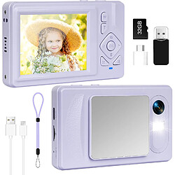 Appareil Photo Numérique 4K UHD 48MP - Écran LCD 2,8" - Zoom 18x Anti-Shake - Vlog - Carte SD 32GB Offerte - Violet