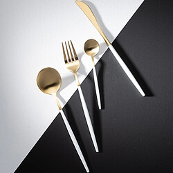 Paris Prix Ménagère 24 Pièces en Inox Mat 27cm Blanc & Or