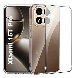 Htdmobiles Coque pour Xiaomi 15T Pro 5G - housse etui silicone gel fine + verre trempe - TRANSPARENT TPU