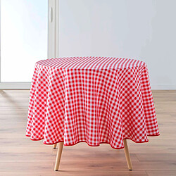Paris Prix Nappe Ronde Antitache Imprimé Vichy 180cm Rouge