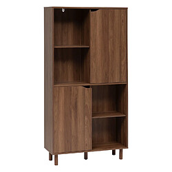 Five Simply Smart Bibliothèque 8 niches et 2 portes coulissantes effet noyer SLIDY - Marron