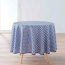 Paris Prix Nappe Ronde Antitache Imprimé Vichy 180cm Bleu