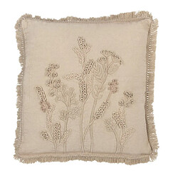 Paris Prix Coussin Brodé Fleurs Puglia 52x52cm Beige