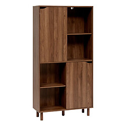 Acheter Five Simply Smart Bibliothèque 8 niches et 2 portes coulissantes effet noyer SLIDY - Marron