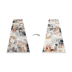 Avis RUGSX Tapis, tapis de couloir moderne DISTIN 0144B blanc rose poudre - Abstraction, vintage, franges 80x250 cm