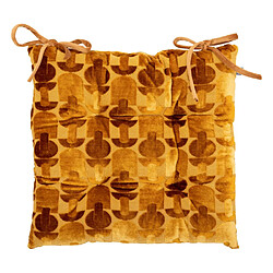 Atmosphera Galette de Chaise en Velours Luna 38x38cm Ocre