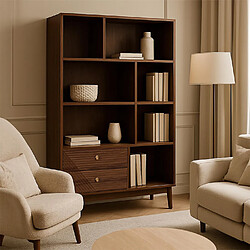 The home deco factory Bibliothèque avec tiroirs - Marron pas cher