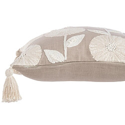 Avis Paris Prix Coussin Déco Brodé Fleurs 45x45cm Beige