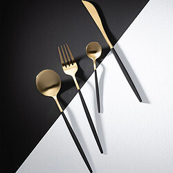 Paris Prix Ménagère 24 Pièces en Inox Mat 27cm Noir & Or