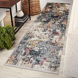 RUGSX Tapis, tapis de couloir moderne DISTIN 0123A rose poudre blanc - Abstraction, vintage, franges 80x200 cm pas cher