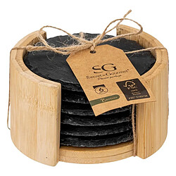 Avis Secret De Gourmet Lot de 6 Dessous de Verre Ardoise 10cm Noir