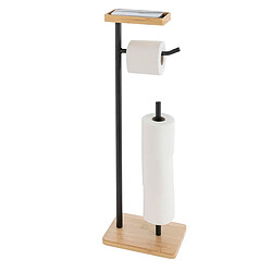 Paris Prix Dérouleur Papier WC en Bambou Filano 65cm Noir & Naturel