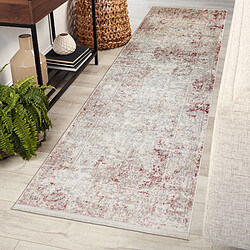 RUGSX Tapis, tapis de couloir moderne DISTIN 0828A rose poudre blanc - Abstraction, vintage, franges 80x250 cm pas cher