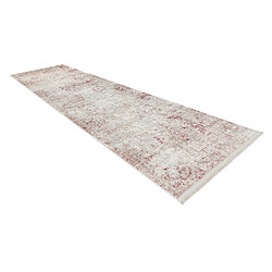 Acheter RUGSX Tapis, tapis de couloir moderne DISTIN 0828A rose poudre blanc - Abstraction, vintage, franges 80x250 cm