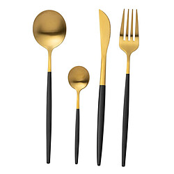 Paris Prix Ménagère 24 Pièces en Inox Mat 27cm Noir & Or