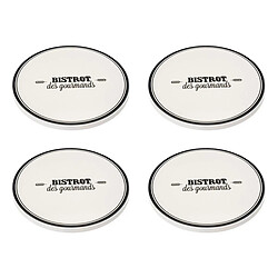 Secret De Gourmet Lot de 4 Dessous de Verre Bistrot 10cm Blanc