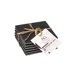 Avis Secret De Gourmet Lot de 6 Dessous de Verre Ardoise 10x10cm Gris