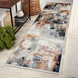 RUGSX Tapis, tapis de couloir moderne DISTIN 0144B blanc rose poudre - Abstraction, vintage, franges 80x250 cm pas cher