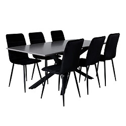 Paris prix Ensemble table à manger 6 chaises - Gris et noir
