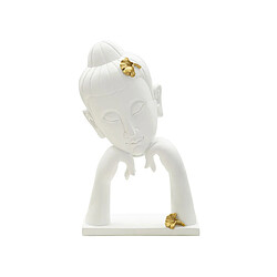 Paris Prix Statuette Déco en Résine Bouddha Mains 36cm Blanc