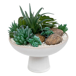 Atmosphera Composition de Plantes Artificielles Soleya 20cm Blanc