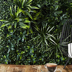 Paris Prix Mur Végétal Artificiel Panache 50x50cm Vert pas cher