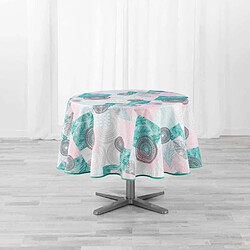Paris Prix Nappe Antitache Ronde Peachy 180cm Bleu & Rose