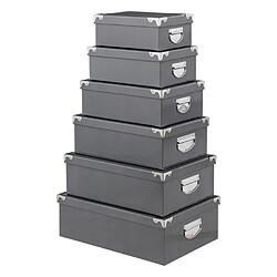 Five simply smart Set de 6 boîtes de rangement - Gris foncé