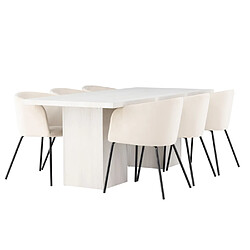 Paris prix table à manger + 6 chaises - naturel et beige