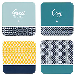 Paris Prix Lot de 4 Dessous de Verre Cosy Life 10cm Multicolore