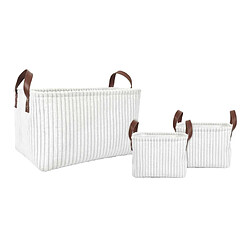 Paris prix lot de 3 paniers de rangement velours - Blanc