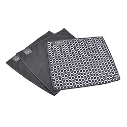 Paris Prix Lot de 3 Chiffons Geoflower 30x30cm Gris & Blanc