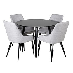 Paris prix Ensemble table à manger + 4 chaises - Noir et gris