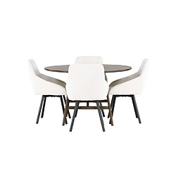 Paris prix Ensemble table + 4 chaises - Marron foncé & beige