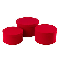 Paris Prix Lot de 3 Boîtes de Rangement Rondes Plates Vaughn 32cm Rouge