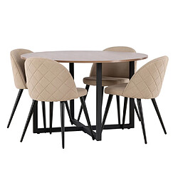 Paris prix ensemble table à manger 4 chaises - noyer & beige