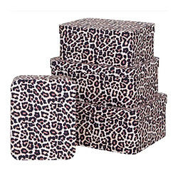 Five simply smart lot de 4 boîtes de rangement léopard - Marron