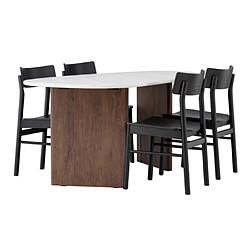 Paris prix ensemble table & 4 chaises - Gris clair & noir