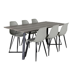 Paris prix Ensemble table à manger 6 chaises - Naturel et gris
