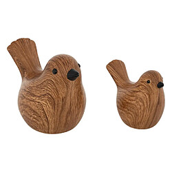 Atmosphera Lot de 2 Oiseaux en Dolomite Family Corner 14cm Marron