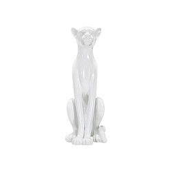 Paris Prix Statue Déco en Résine Léopard Assis 74cm Blanc